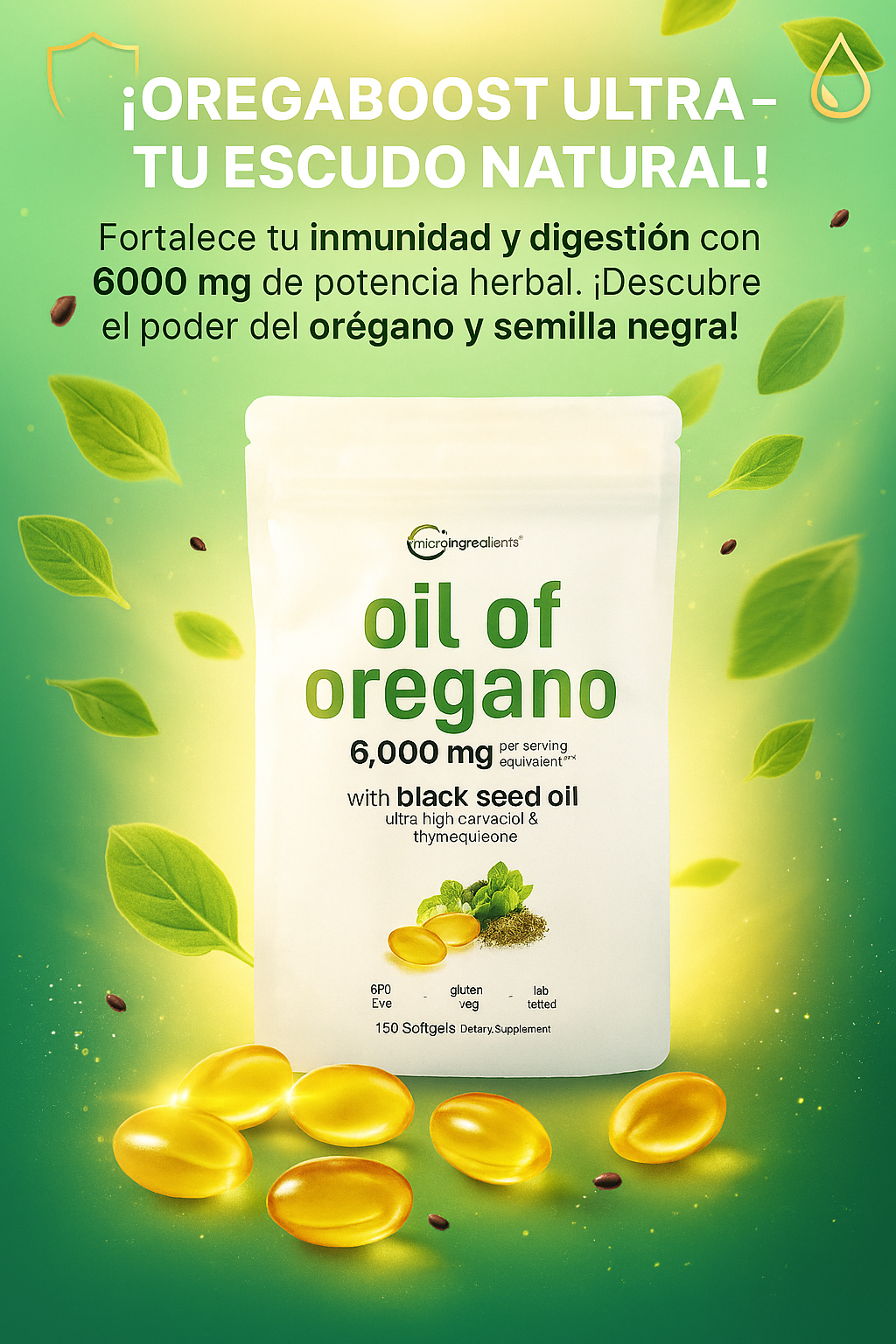 Aceite de orégano con aceite de semilla negra