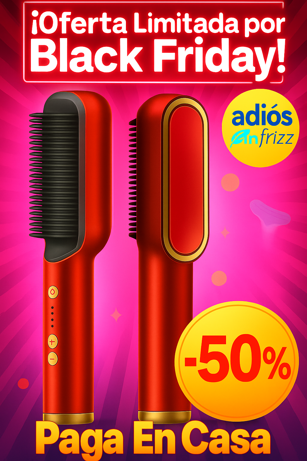 Cepillo alisador 💇‍♀️✨ ¡Olvídate del frizz 🌬️