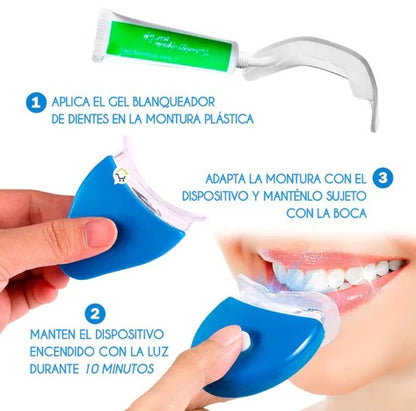 Combo Blanqueador Dental 2 en 1: Carbón Activado 🖤 + Luz LED 💡 para Dientes Extra Blancos+ Dos pasta Adicionales